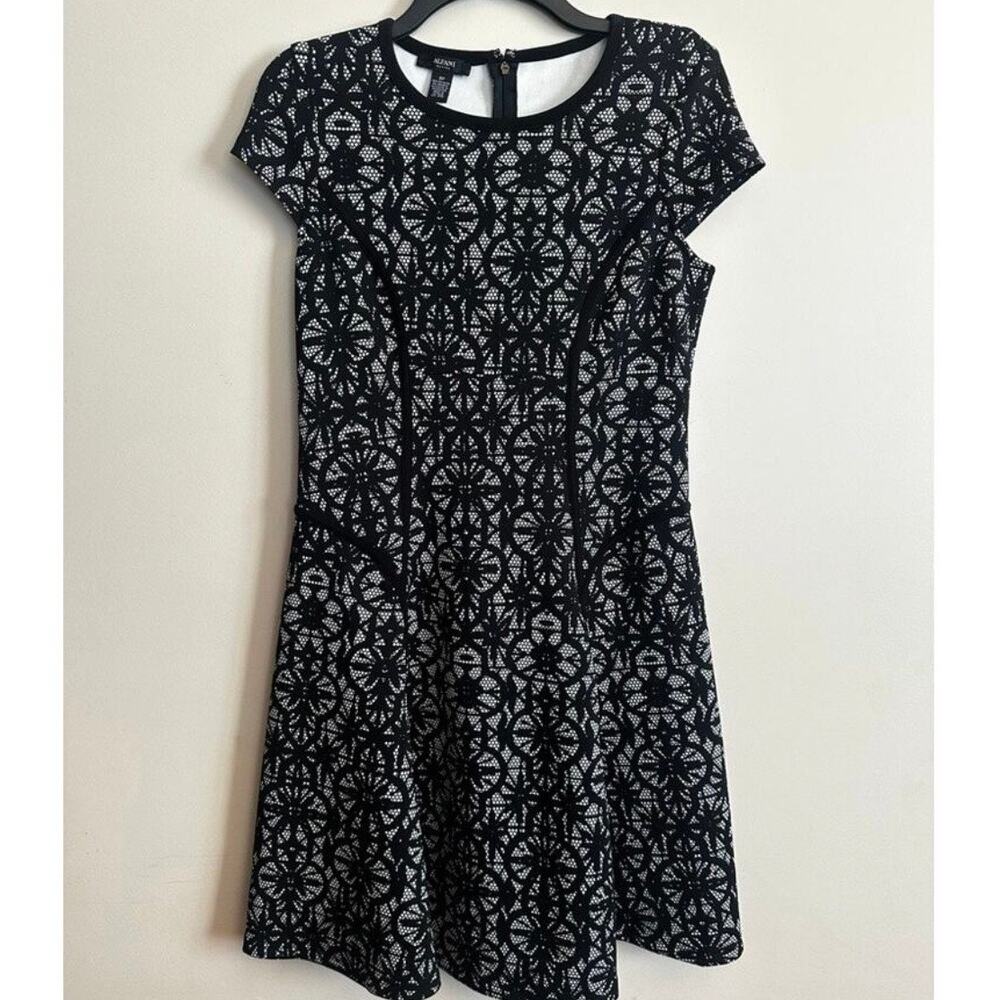 Alfani Petite 8P Black Lace Dress Fit Flare Cocktail Work Office Elegant